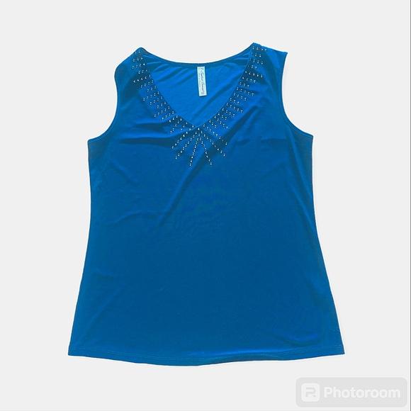 PerSeption Concept Blue w/ Gunmetal detail Sleeveless V-Neck Women's M/L - Picture 2 of 4